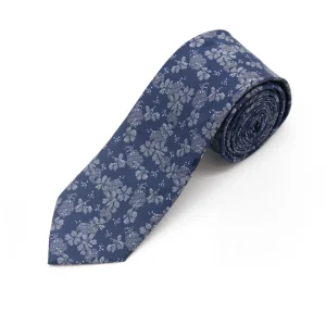 Double Two Extra Long Floral Patterned Tie (navy)